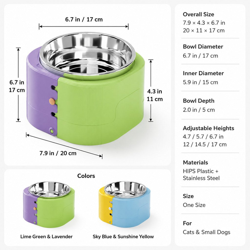 Elevated Slow Feeder Bowl – Adjustable 3 Levels
