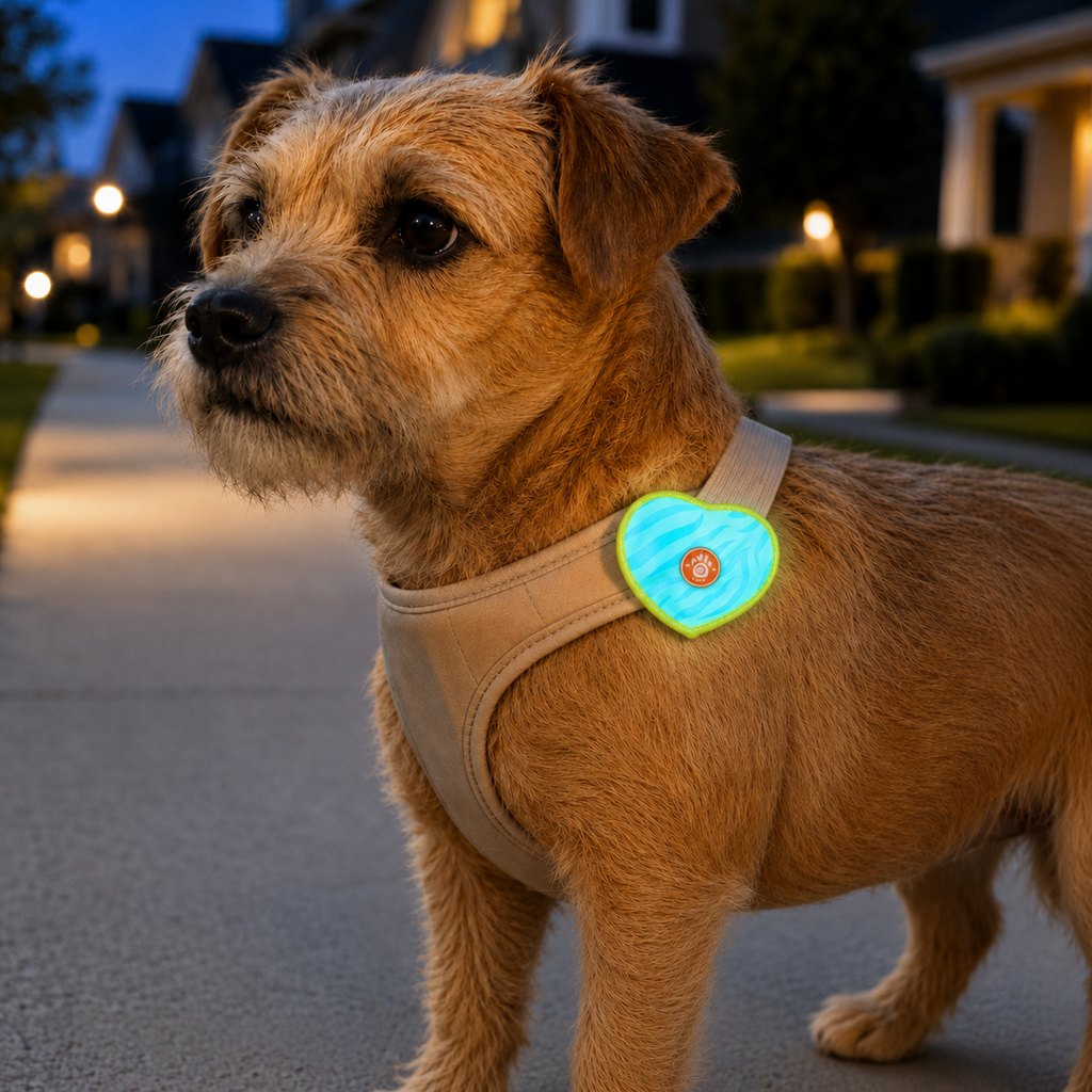 Heart LED Pet Safety Light – Visible on Night Walks
