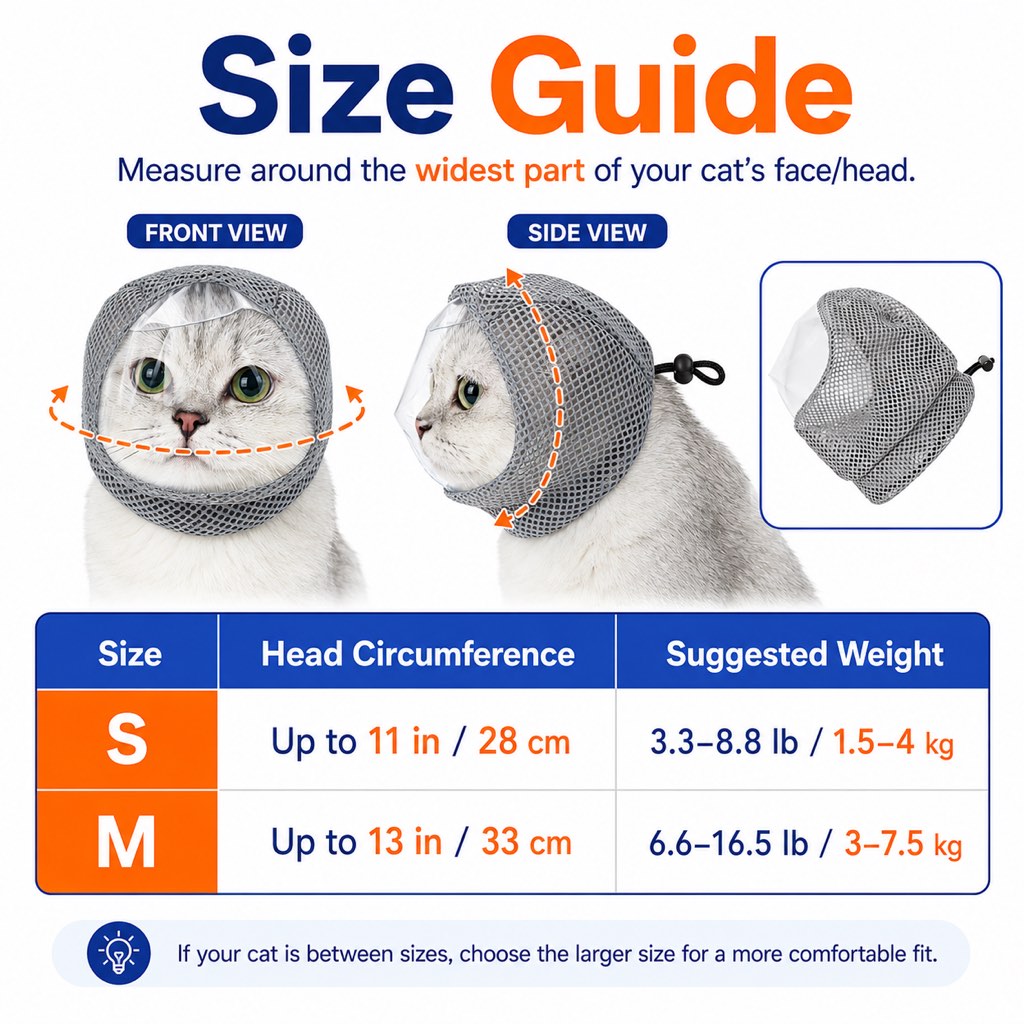 Breathable Cat Grooming Muzzle – Bite-Free Baths & Trims
