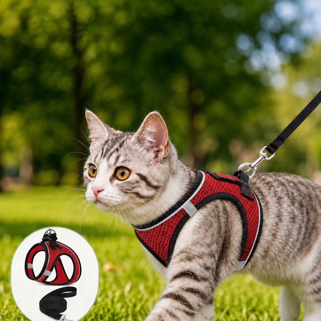 Escape-Resistant Cat Harness & Leash – Step-In Vest