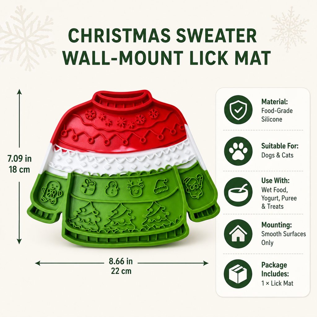 Christmas Sweater Lick Mat – Slow Treats & Calm Trims