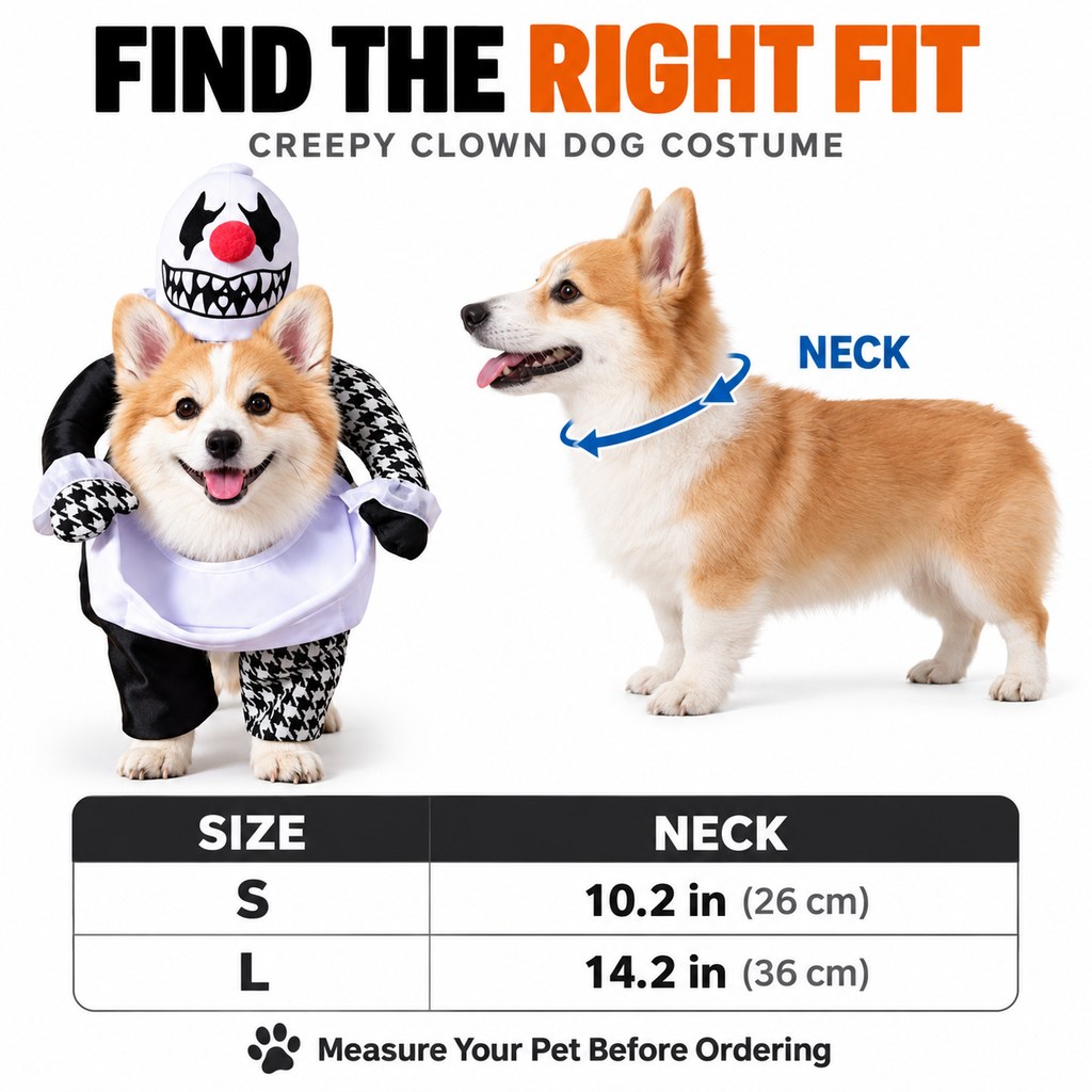 Creepy Clown Dog Costume – 3D Walking Look