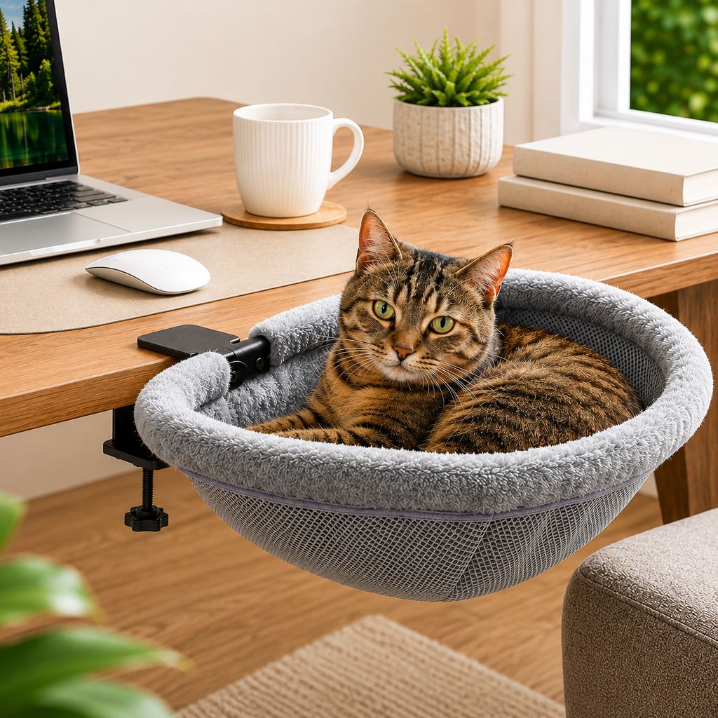 Clamp-On Desk Cat Hammock – Space-Saving Bed