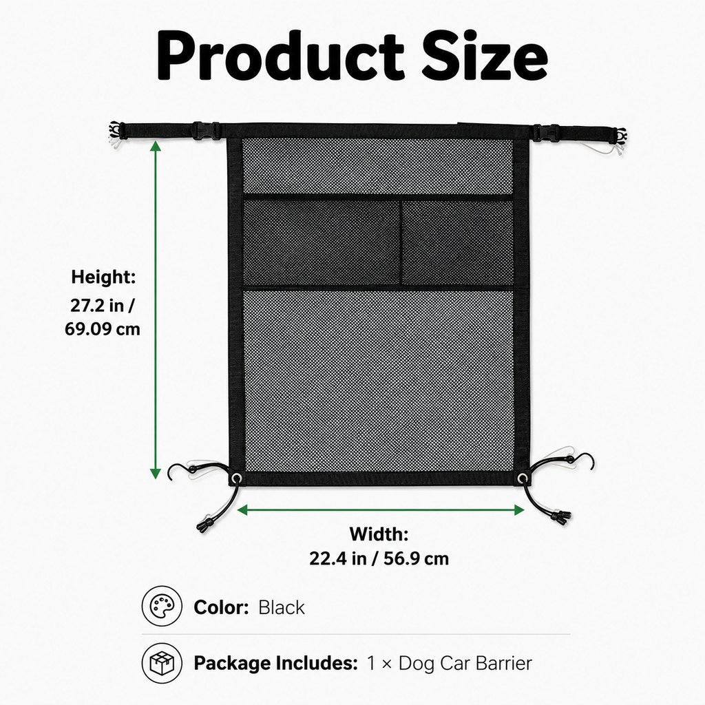 Dog Car Mesh Barrier – Keeps Pets in the Back Seat