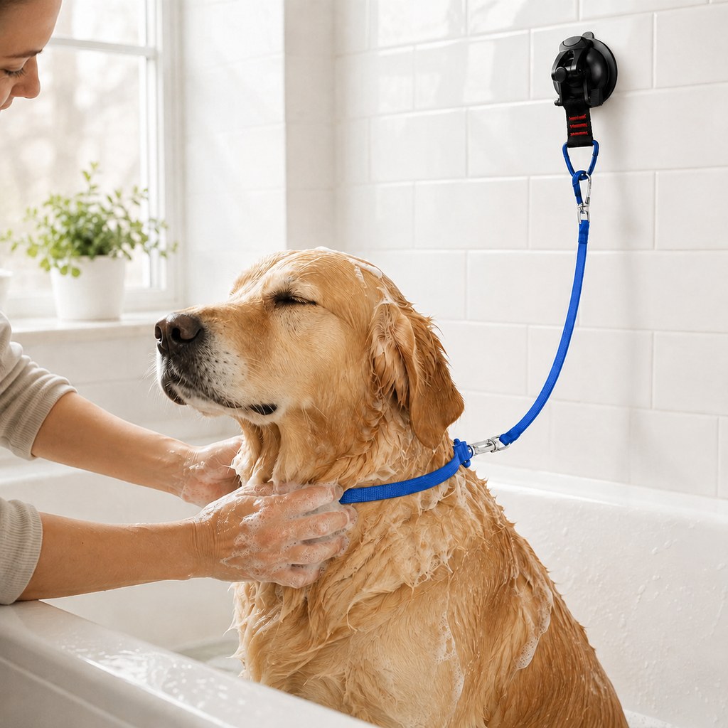 Suction Cup Grooming Tether – Easier Dog Baths