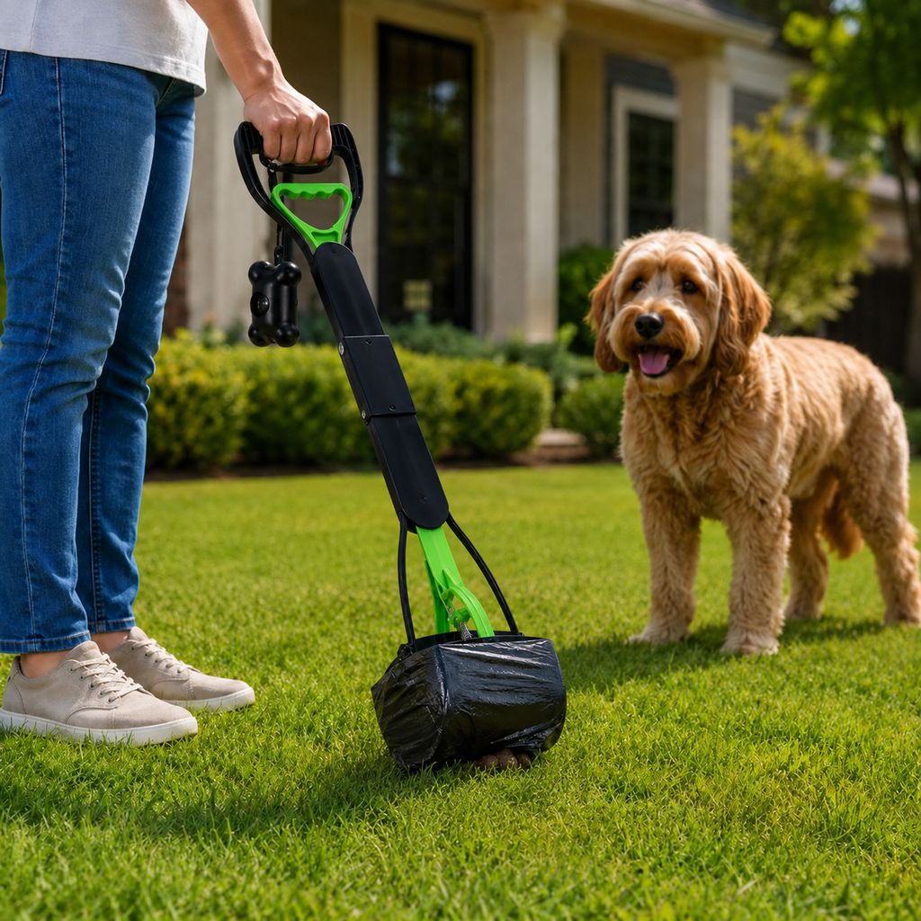 Foldable Long-Handle Pooper Scooper – One-Hand Pickup