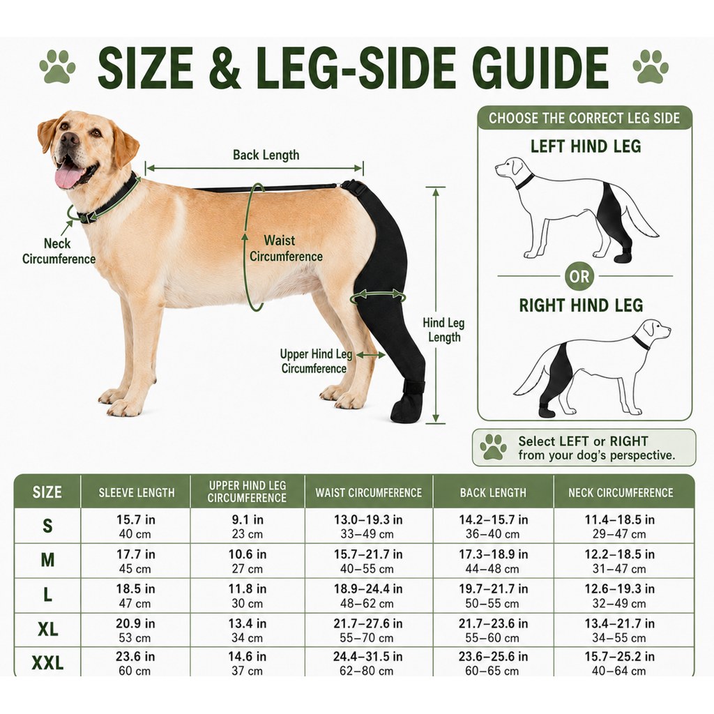 Rear Leg Recovery Sleeve with Paw Cover – Limits Licking