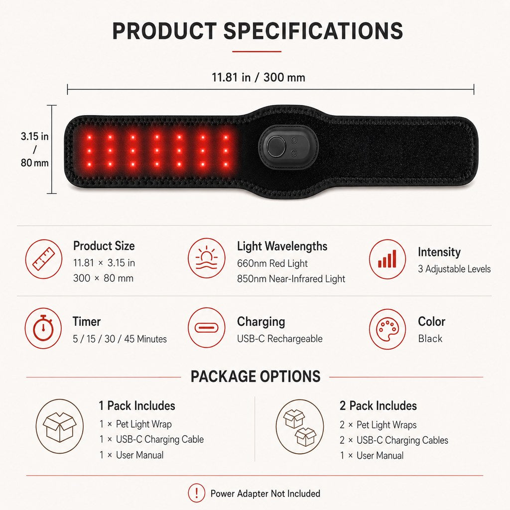Rechargeable Red Light Dog Leg Wrap – Cord-Free Care