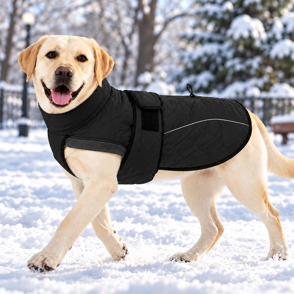 Fleece-Lined Winter Dog Coat – Warm & Reflective
