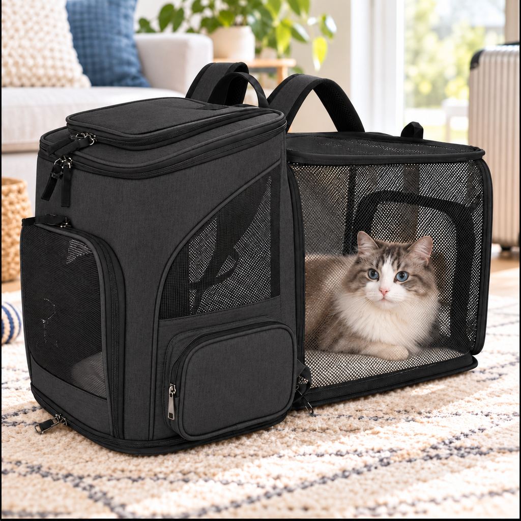 Expandable Pet Carrier Backpack – Breathable Mesh