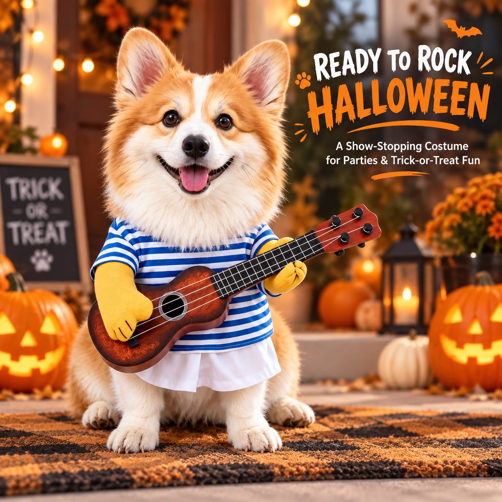 Guitar Player Dog Costume – Funny Halloween Look