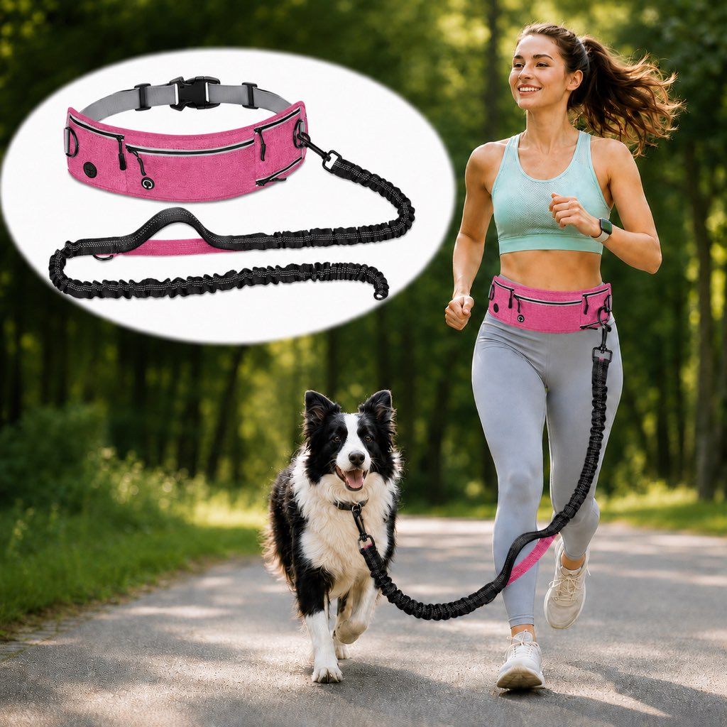 Hands-Free Running Leash Belt – Shock-Absorbing & Reflective