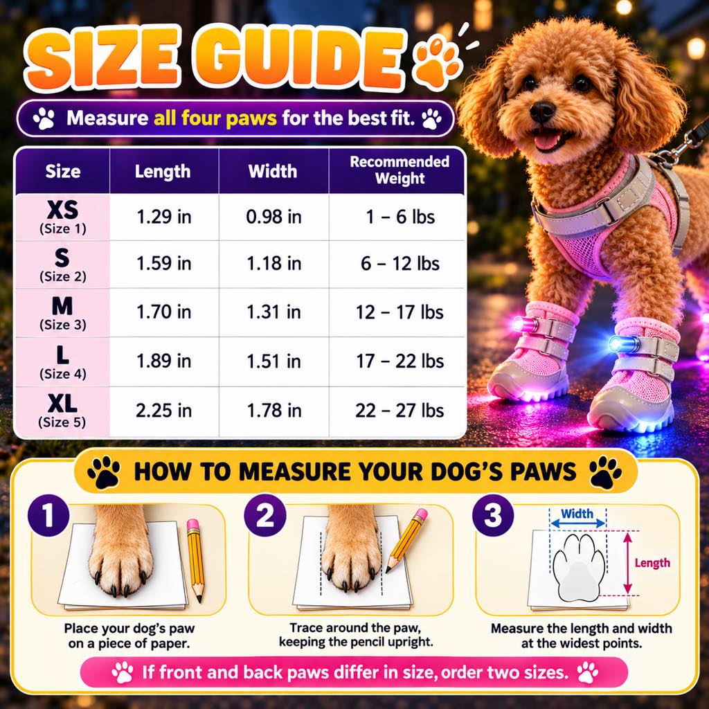 LED Light-Up Dog Boots – Safe Night Walks
