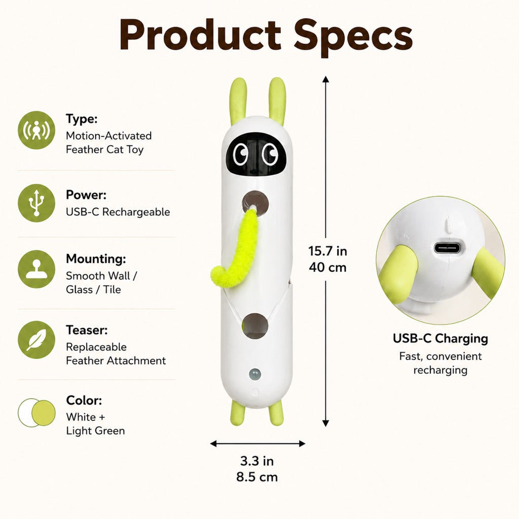 Motion-Activated Feather Cat Toy – Wall-Mounted Fun