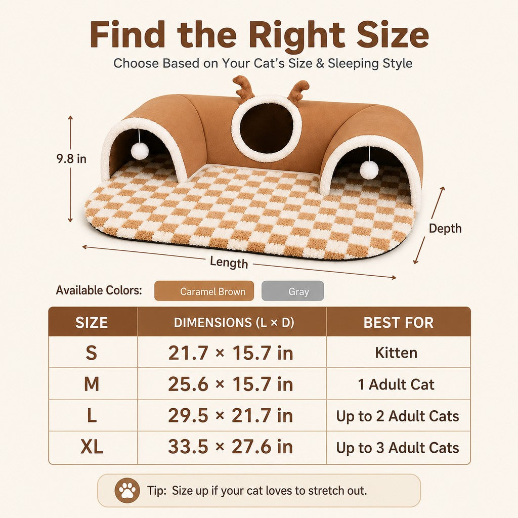 3-in-1 Multi-Cat Tunnel Bed – Rest & Play Together