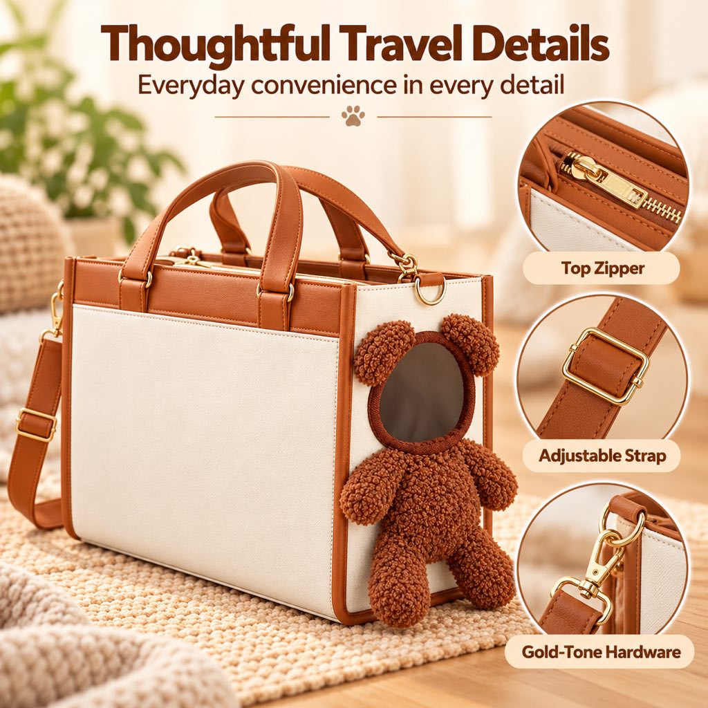 Teddy Bear Pet Carrier Tote – Hand & Shoulder Carry