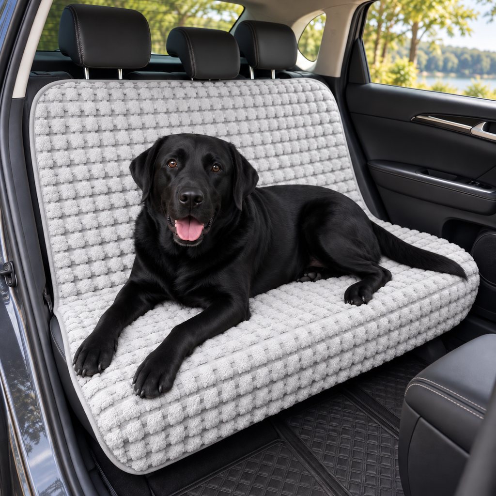 Plush Dog Back Seat Cover – Blocks Hair & Dirt