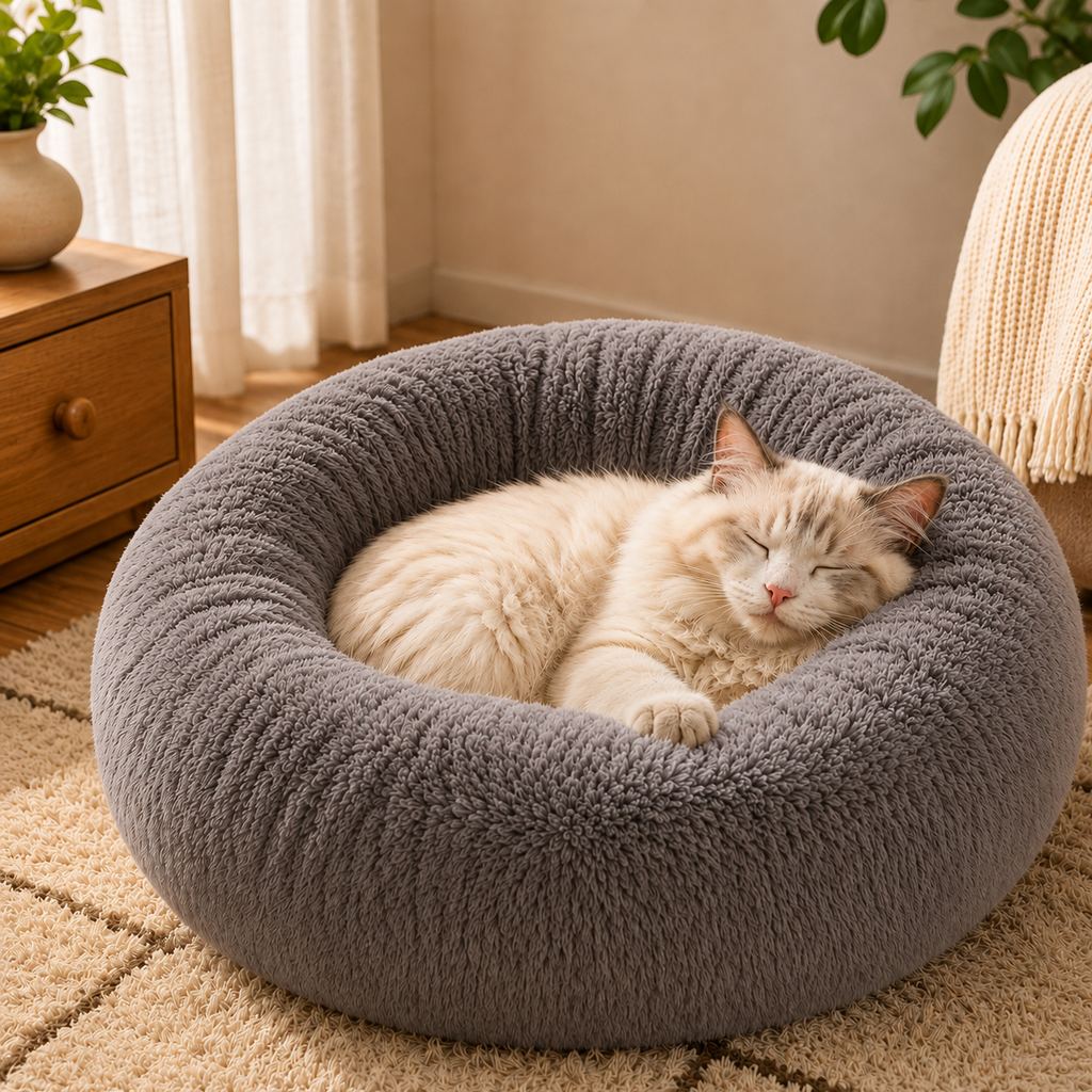 Plush Donut Pet Bed – Warm Cozy Nest