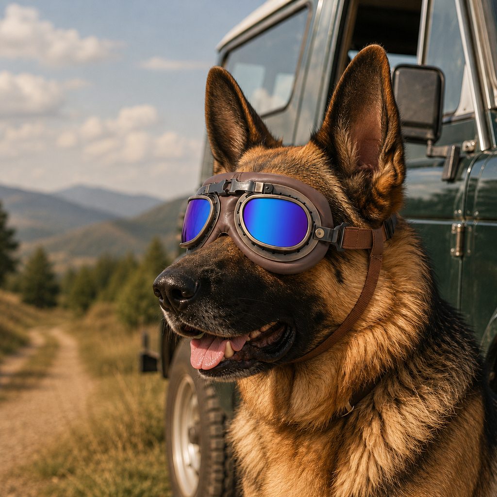 Retro Aviator Dog Goggles – Wind & Dust Shield