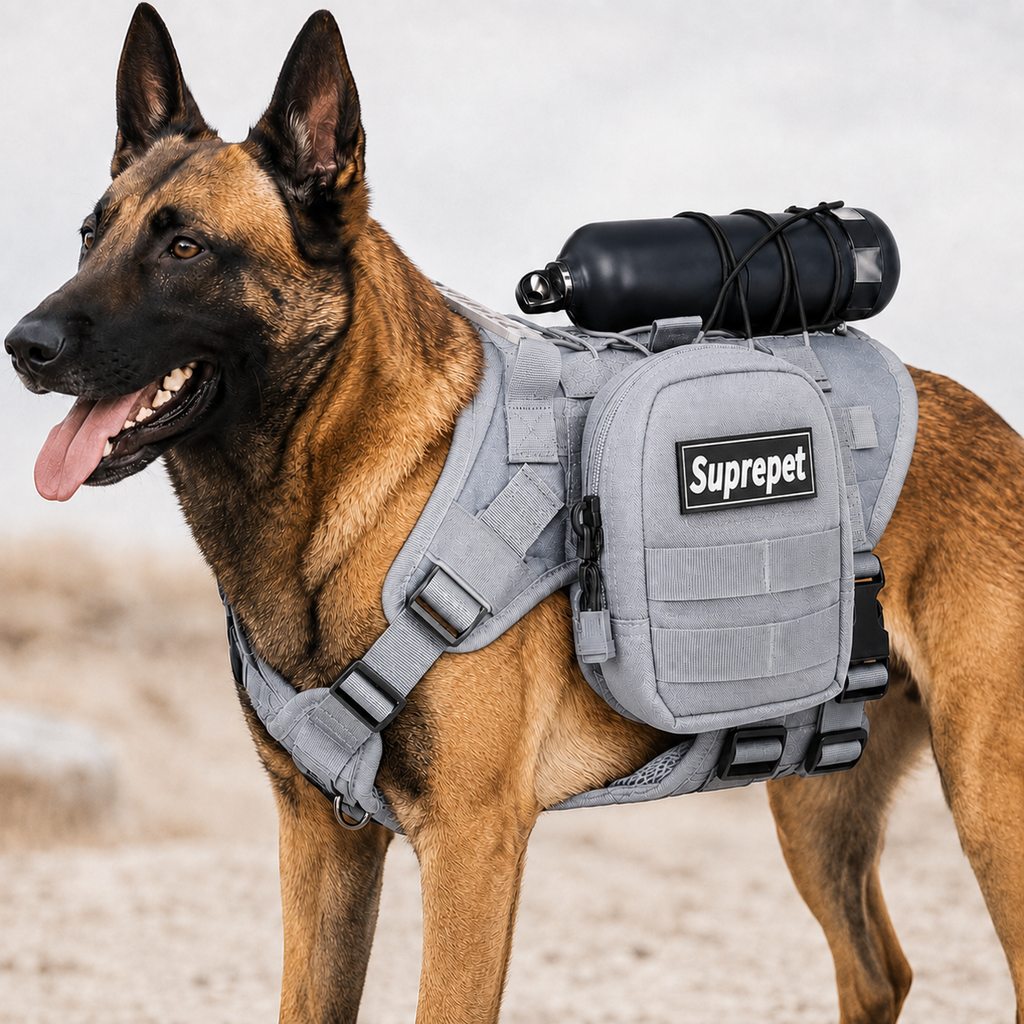Tactical Dog Harness Backpack – Carry Pouches for Hikes