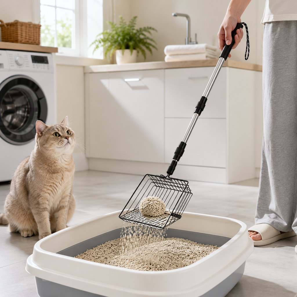 Telescoping Cat Litter Scoop – Less Bending
