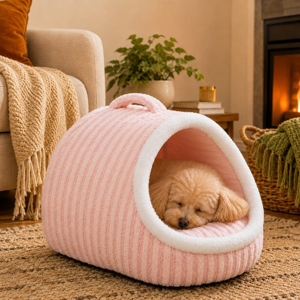 Warm Cave Dog Bed – Cozy Enclosed Winter Sleep