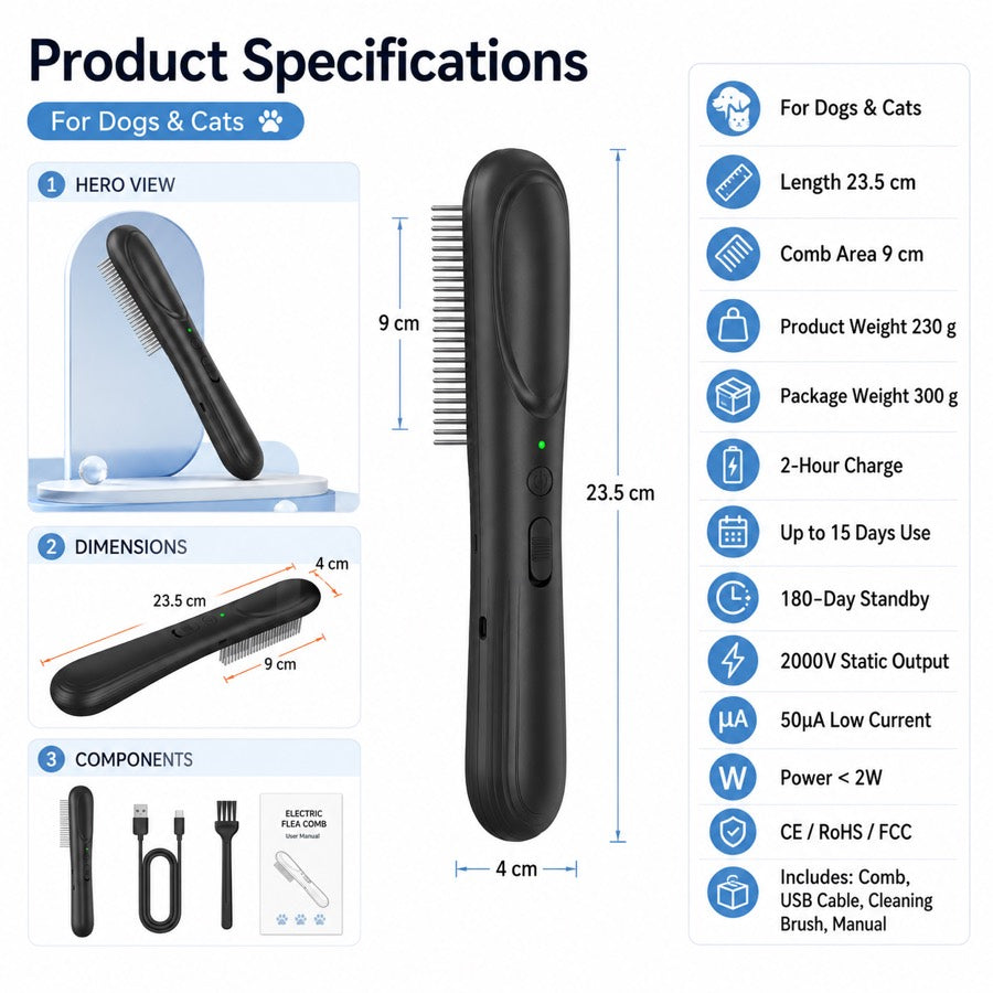 Electric Flea Comb – Spray-Free Flea Checks at Home