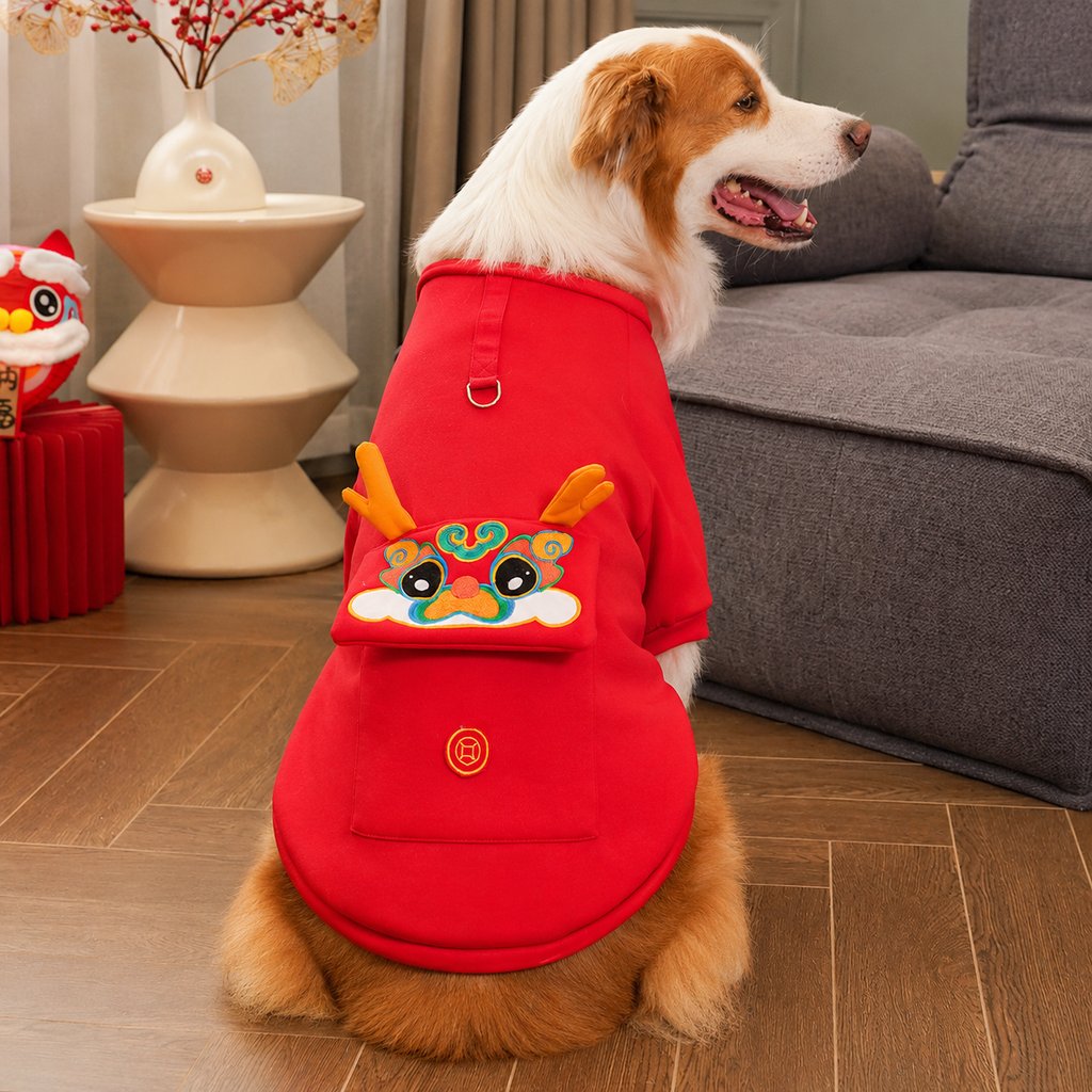 Warm Red Dog Sweatshirt – Cozy Winter Pullover
