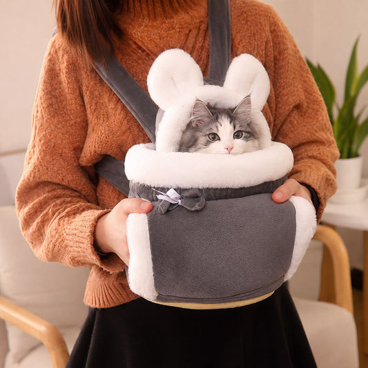 Plush Winter Cat Carrier Backpack – Warm & Hands-Free