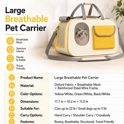 Large Breathable Pet Carrier – Roomy & Comfortable