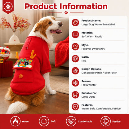 Warm Red Dog Sweatshirt – Cozy Winter Pullover