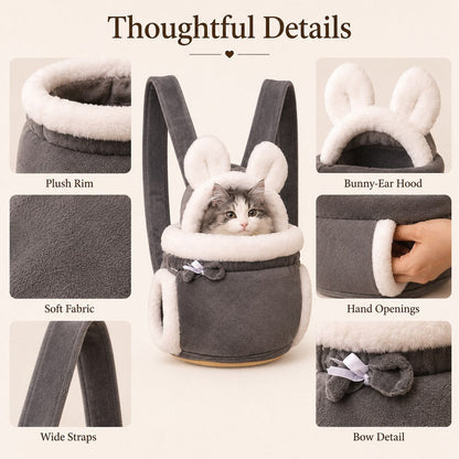 Plush Winter Cat Carrier Backpack – Warm & Hands-Free