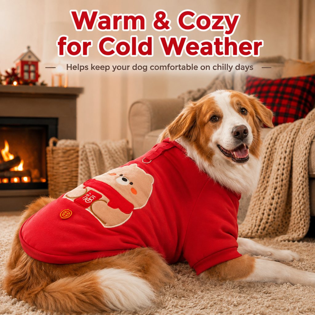 Warm Red Dog Sweatshirt – Cozy Winter Pullover