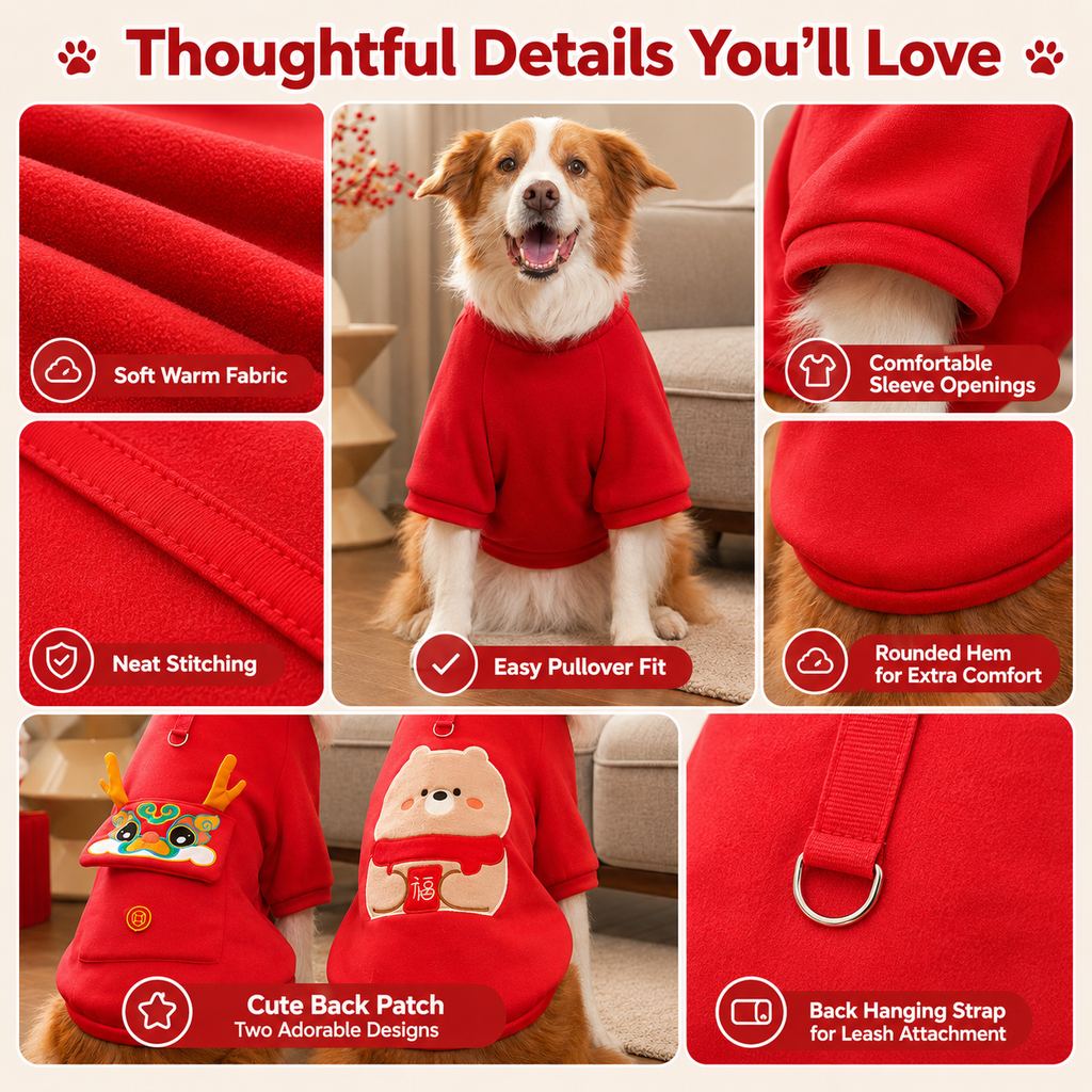 Warm Red Dog Sweatshirt – Cozy Winter Pullover