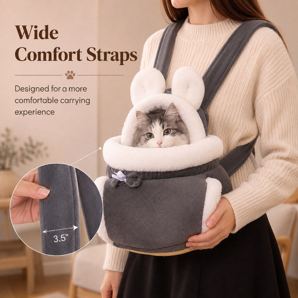 Plush Winter Cat Carrier Backpack – Warm & Hands-Free