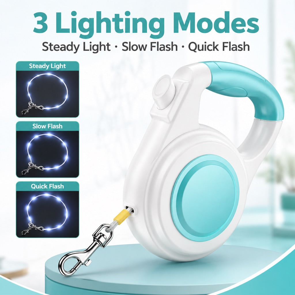 Light-Up Retractable Dog Leash – Rechargeable & Visible