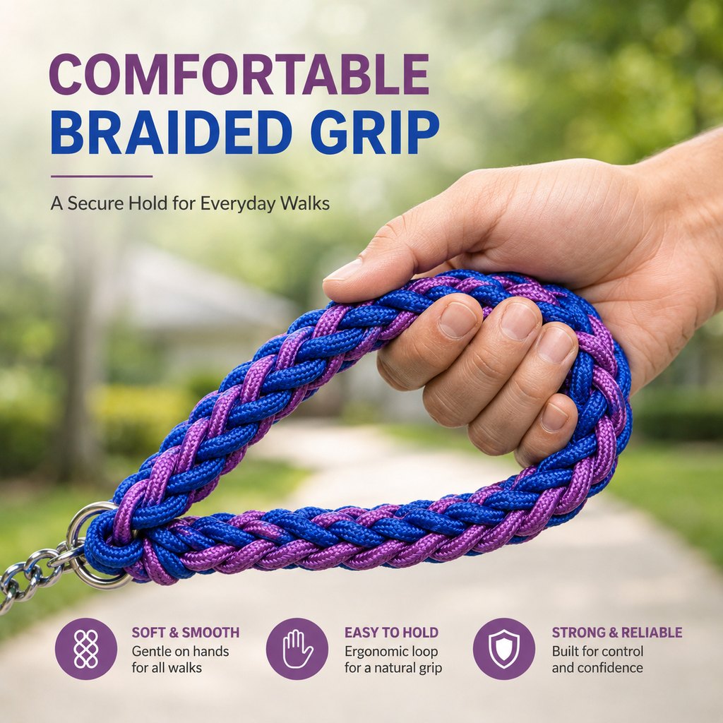 Heavy-Duty Braided Dog Leash – Control for Strong Pullers