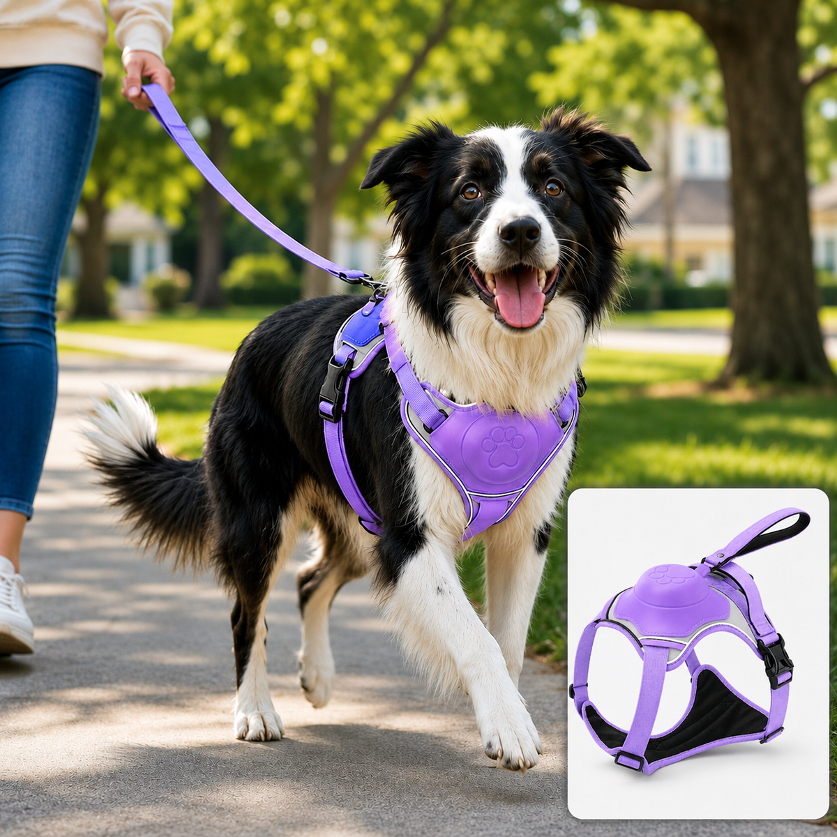 No-Pull Harness with Built-In Leash – Reflective & Safe