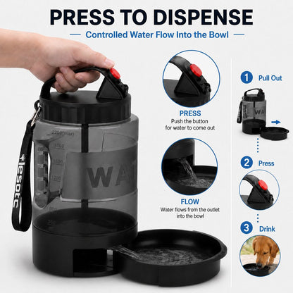 2.2L Dog Travel Water Bottle – Pull-Out Bowl