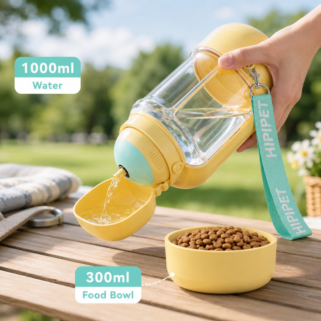 2-in-1 Dog Water Bottle & Food Container – Travel Ready
