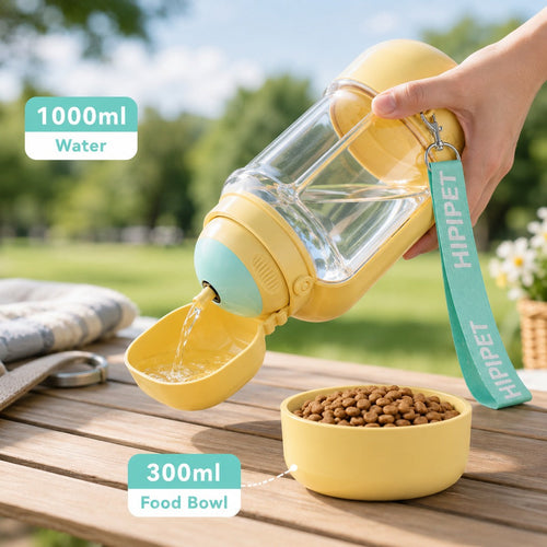 2-in-1 Dog Water Bottle & Food Container – Travel Ready