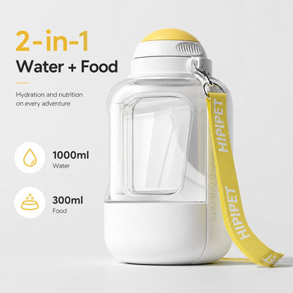 2-in-1 Dog Water Bottle & Food Container – Travel Ready