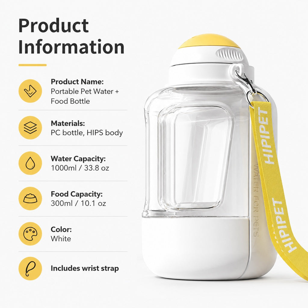 2-in-1 Dog Water Bottle & Food Container – Travel Ready