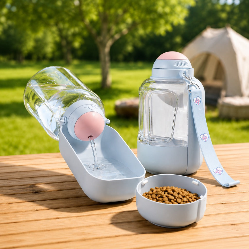 2-in-1 Dog Water Bottle & Food Container – Travel Ready