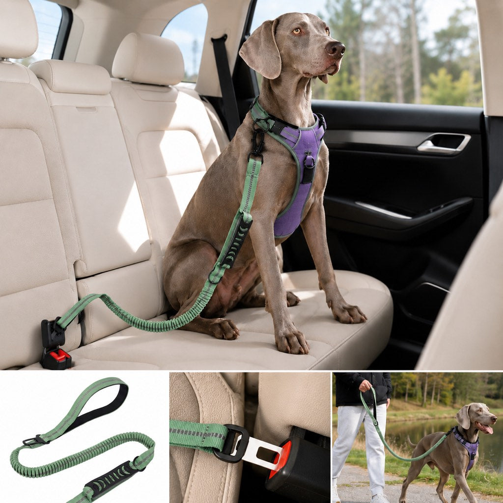 Dog Car Seat Belt Leash – Shock-Absorbing Safety