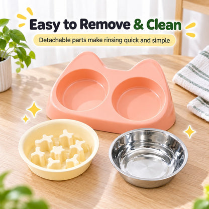 2-in-1 Cat Ear Bowl – Slow Feeder or Double Bowl