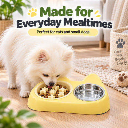 2-in-1 Cat Ear Bowl – Slow Feeder or Double Bowl