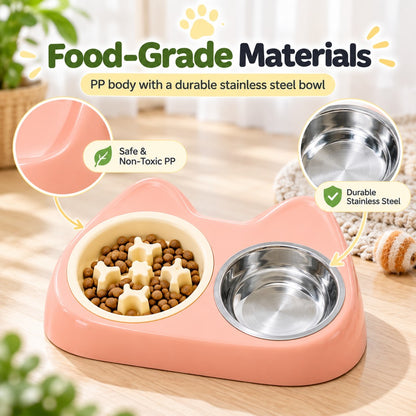 2-in-1 Cat Ear Bowl – Slow Feeder or Double Bowl