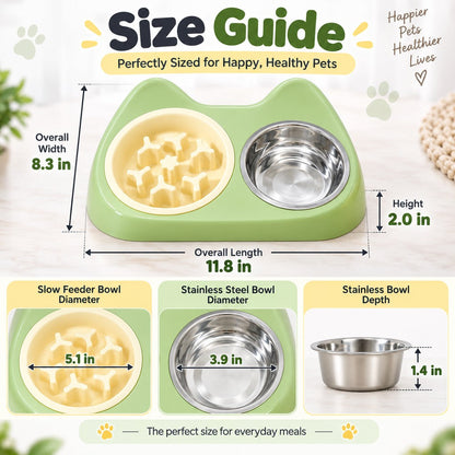 2-in-1 Cat Ear Bowl – Slow Feeder or Double Bowl