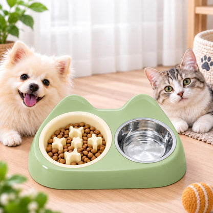 2-in-1 Cat Ear Bowl – Slow Feeder or Double Bowl